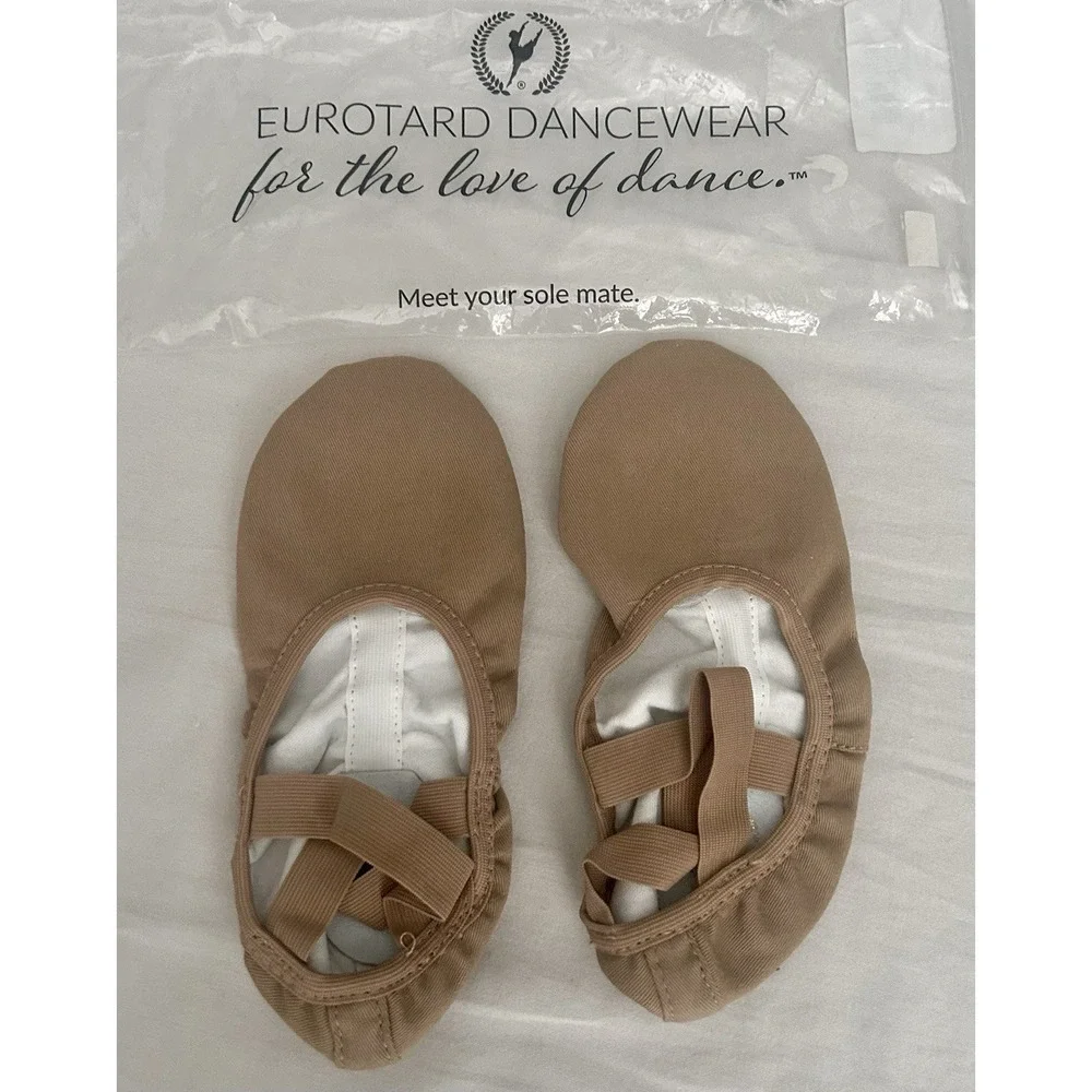 Eurotard Child Tan Assemblé Split Sole Canvas Ballet Shoe Sz‎ 5.5 US 35.5 EU